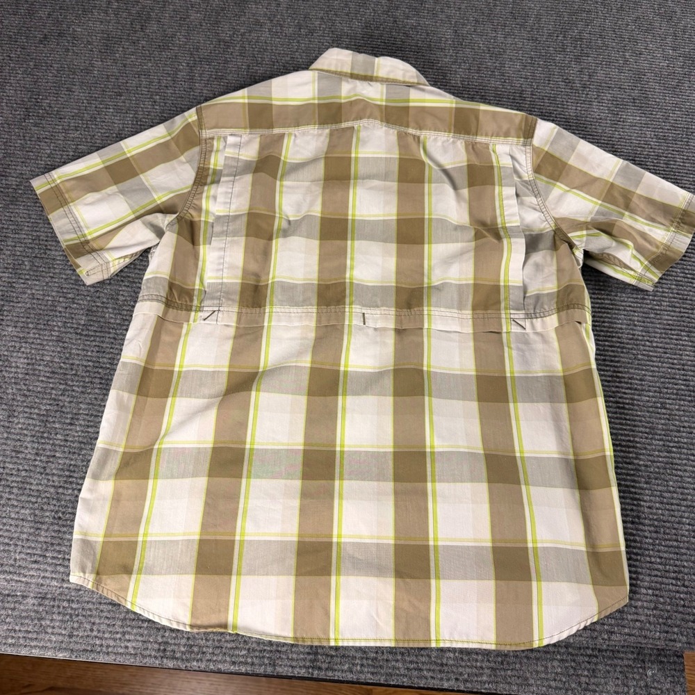 Carhartt Mens Force Relaxed Fit Plaid Short Sleeve Button Down Shirt Tan Green L - Picture 2 of 14